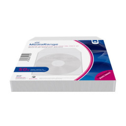 (50) fundas MEDIARANGE CD/DVD plástico transparent con banda adhesiva, 124x124mm