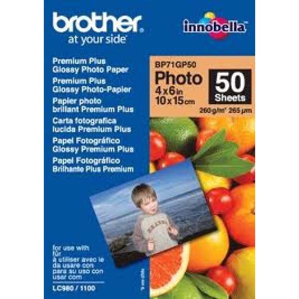 Papel glossy BROTHER 50h.10x15 260gr inkjet color