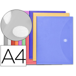 Carpeta LIDERPAPEL dossier A4 velcro polipropileno 180mic, colores Surtidos (10+2un)