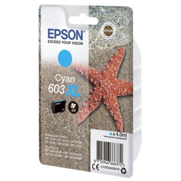 C.t.EPSON #603XL XP2100 XP3100 XP4100 WF2830 cyan WF3835 WF2850 (estrella de mar) cyan