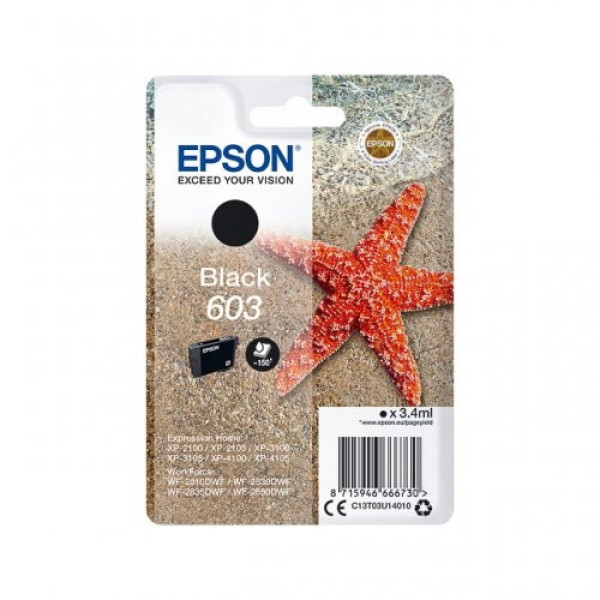 C.t.EPSON #603 XP2100 XP3100 XP4100 WF2830 negro WF3835 WF2850 (estrella de mar) negro