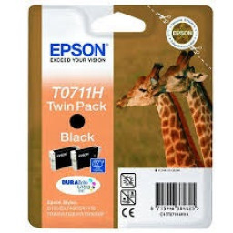 (2) C.t.EPSON Stylus D78  negro (doble-pack) T0711 alta cap.2x11,1ml(2 jirafas)