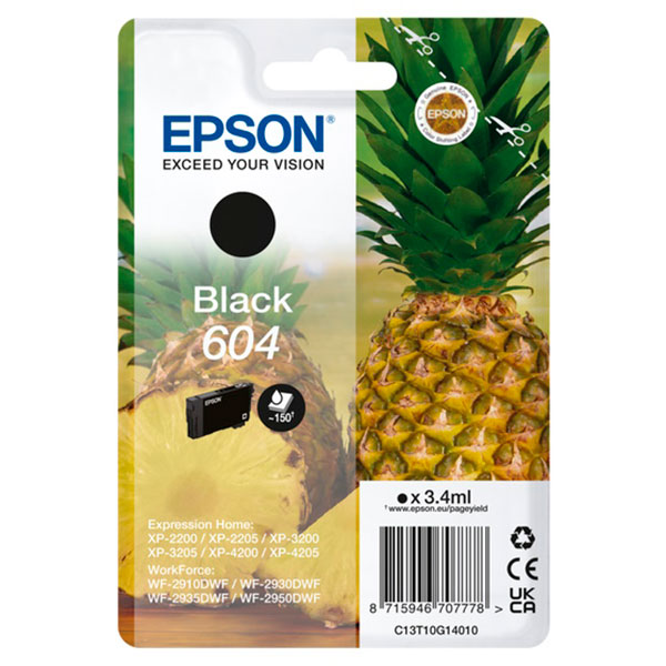 C.t. EPSON 604 negro (piña) XP2200 XP3200 XP4200 WF2910DWF 3,4ml