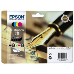 (4) C.t.EPSON #16 WF2540 WF2530 WF2520 4 col. WF2510 WF2010 WF2630 (pluma escritura)