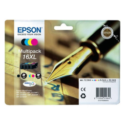 (4) C.t.EPSON #16XL WF2540 WF2530 WF2520 4 col. WF2510 WF2010 WF2630 (pluma escritura) PACK-4
