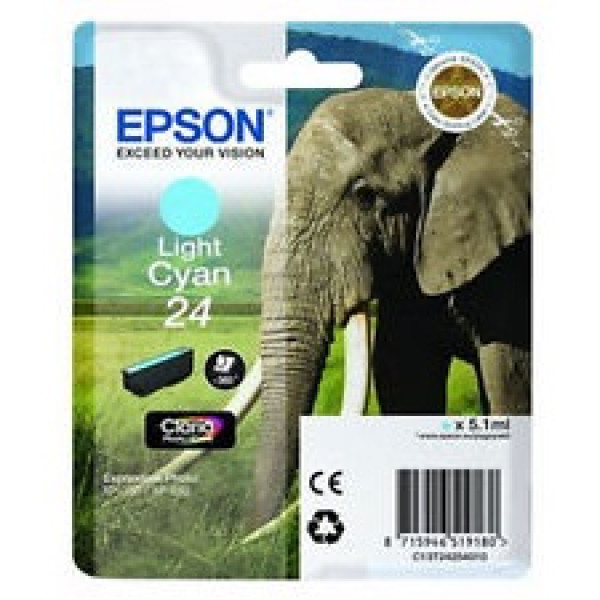 C.t.EPSON #24 XP600 XP605 XP705 XP805 cian claro 360p. baja capacidad (elefante)