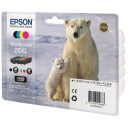 (4) C.t.EPSON #26XL XP600 XP605 XP610 XP705 XP805 700p. alta capacidad (oso polar) PACK 4-COLORES