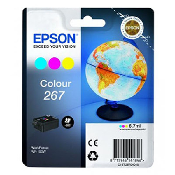 C.t.EPSON #267 WF-100W WF-110W color  6,7ml  200p (globo terráqueo)