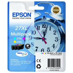 (3) C.t.EPSON #27XL multipack WF3620 WF3640 WF7110 WF7610 WF7620 (despertador) cian/magta/amarillo