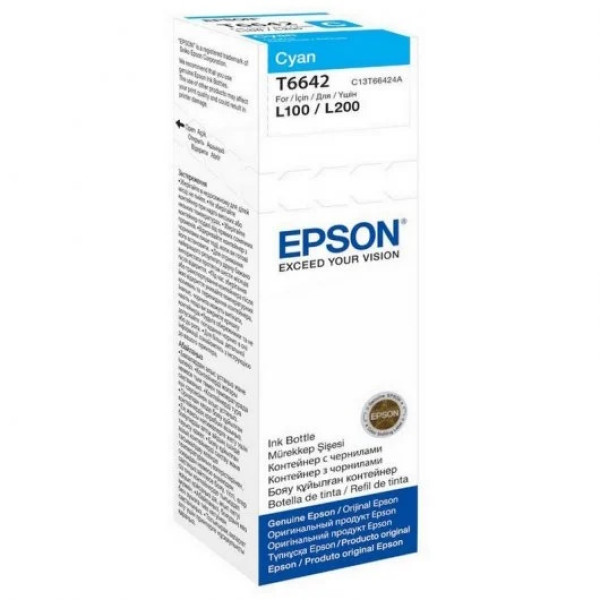 EPSON T6642 EcoTank cyan ink bottle 70ml. L355 L365 ET555 ET2600 ET4500 ET4550 ET14000