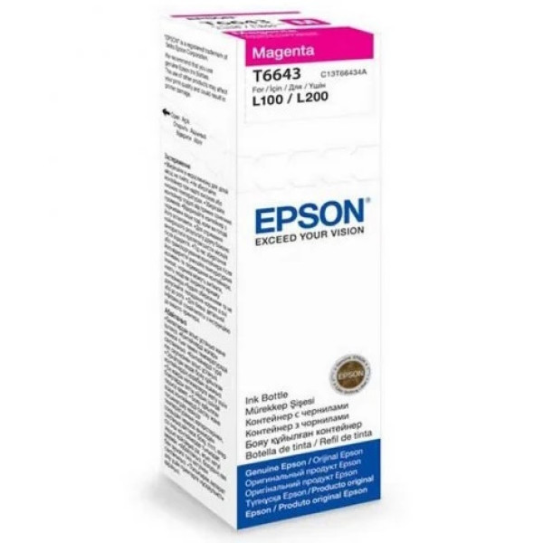 EPSON 6643 EcoTank magenta ink bottle 70ml. L355 L365 ET555 ET2600 ET4500 ET4550 ET14000
