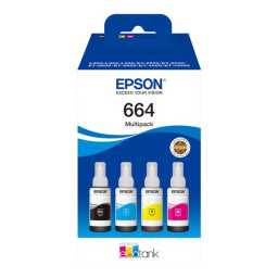 (4) EPSON 664 EcoTank ink bottles MULTIPACK-4un L355 L365 ET555 ET2600 ET4500 ET14000