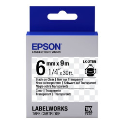 C.6mm EPSON Labelworks negro sobre transp. 9m. (LK-2TBN) LW300 LW400 LW1000 *