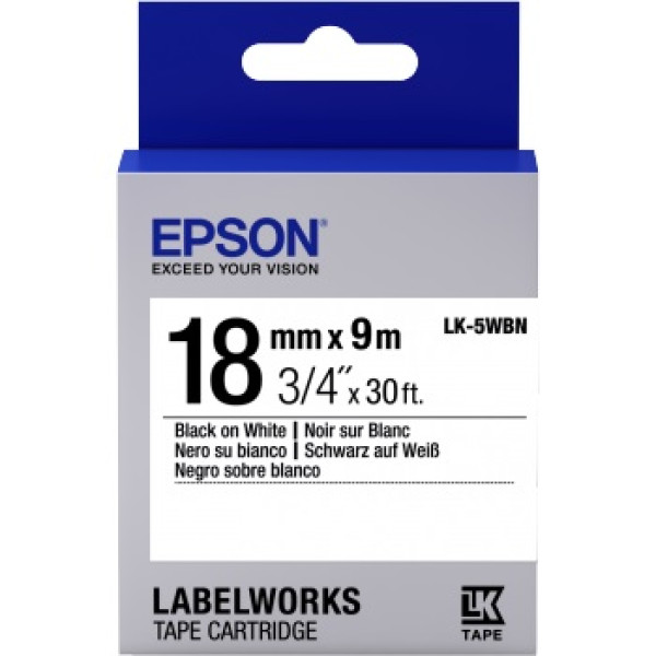 C.18mm EPSON Labelworks negro sobre blanco 9m. (LK-5WBN) LW400 LW600 LW900 LW1000
