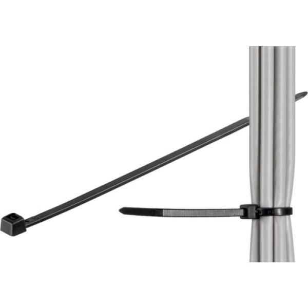 (100) Bridas MICROCONNECT 200mm x 2,5mm para exteriores, resistente hasta 8,1Kg, negra