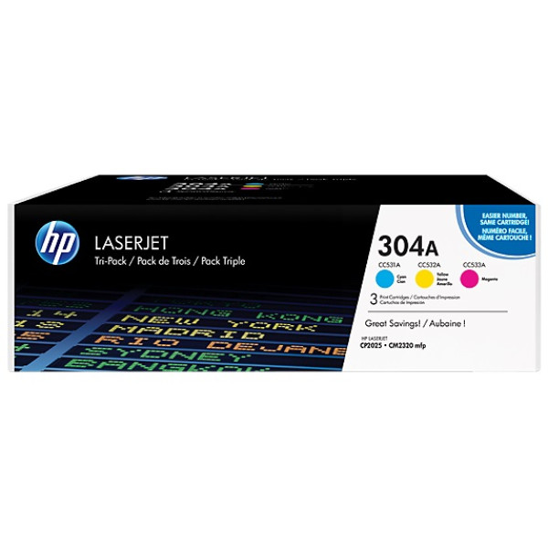 (3) Toner HP #304A LjC. CP2025 CM2320 3x2.800p. - MULTIPACK 3-COLORES C/M/Y