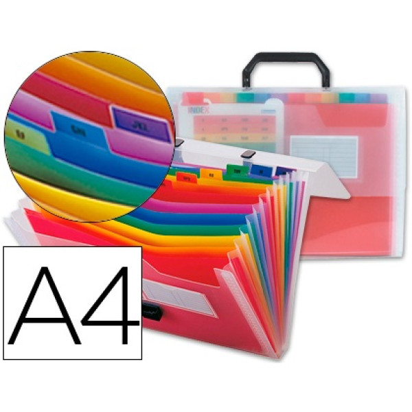 Carpeta LIDERPAPEL beautone clasificador fuelle poliprop.DIN A4 - 13 departamentos, Cheques