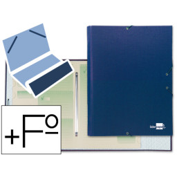 Carpeta separadora LIDERPAPEL Folio + azul c/gomas carton entrecolado 12 dept.