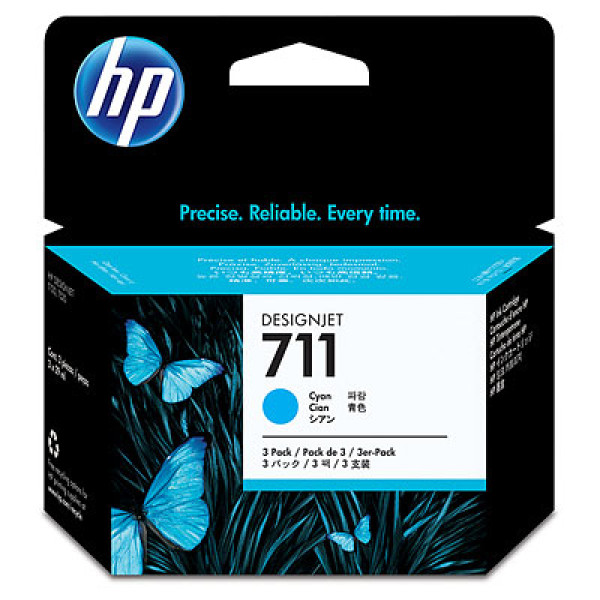 (3) C.t.HP #711 cian Desingjet T120 T125 T130 T520 T525 T530  - 3x29ml - PACK 3UN
