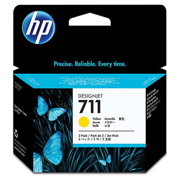 (3) C.t.HP #711 amarillo Desingjet T120 T125 T130 T520 T525 T530  - 3x29ml - PACK 3UN