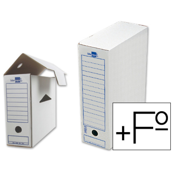 Caja archivo definitivo LIDERPAPEL de cartón lomo 116m, tamaño folio prolongado