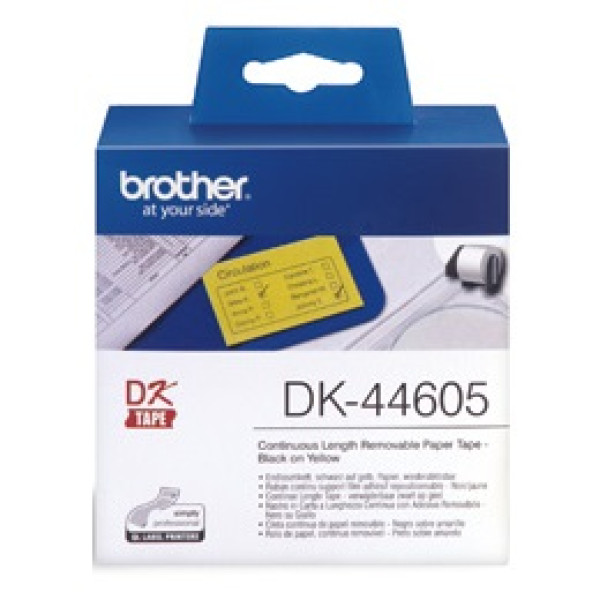 Cinta continua DK papel adhes.removible 62mmx30,48 amarilla, p. QL570 QL700 QL710 QL720 QL1050 QL1060