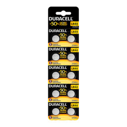 (10) Pila DURACELL alcalina botón LR44 AG13 1.5v Blister - Canon incluido