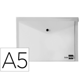 Carpeta dossier LIDERPAPEL 34354 incoloro transp. tipo broche, polipropileno, 50 hojas A5 (28983)