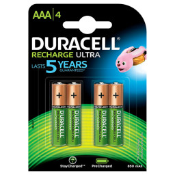 (4) Pilas DURACELL Recargable AAA - HR03 900mAh, Duralock, blister (HR03-A)