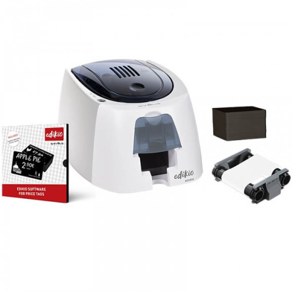 EDIKIO Access Price Tag solution - simplex USB 1 ribbon blanco+100 tarj.negr+software Edikio Lite