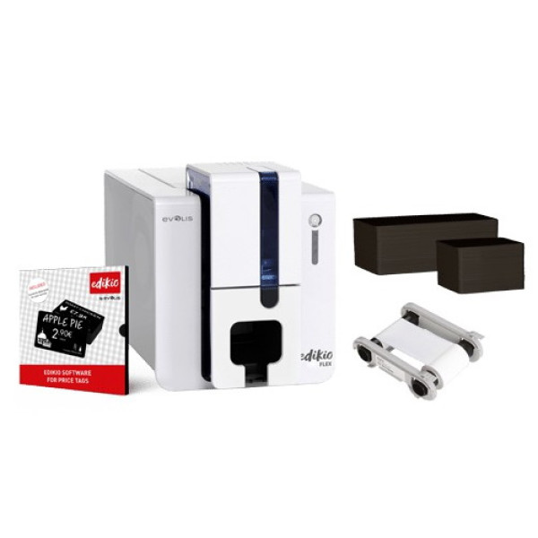 EDIKIO Flex Price Tag solution - simplex, USB/Eth 1 ribbon blanco+100/100tarj.neg+softwar.Edikio Std