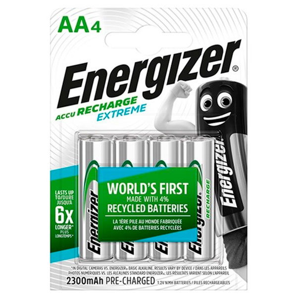 (4) Pilas ENERGIZER Recargable AA - HR6 2300mAh, 12V, NiMH - 6x Accu Recharge Extreme