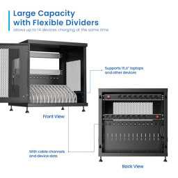 EWENT Armario de carga para 14 dispositivos portátil/tablet/smartphone c/cerradura y ventilado