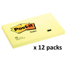 Bloc de 100 notas adhesivas POST-IT 76x127mm amarillas (655-CY)