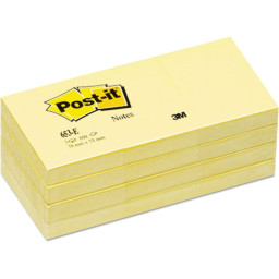 (12) Blocs de 100 notas adhesivas POST-IT 38x51mm amarillas (653E)
