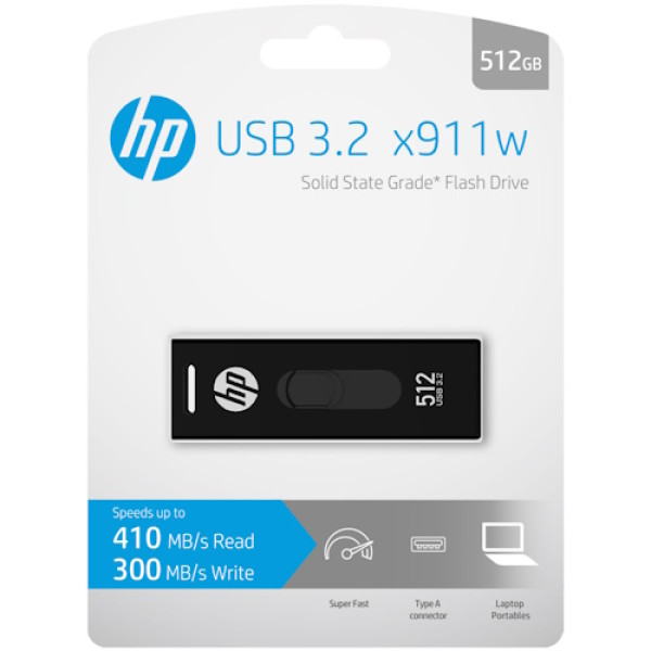 HP SSD flash drive x911w 512GB USB 3.2 USB-A  Lect.410MB/s Escr.300MB/s 4x