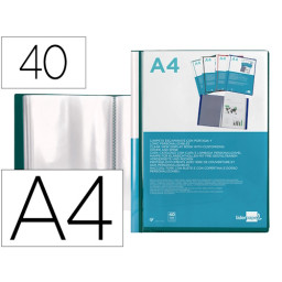 Carpeta personalizable con fundas fijas LIDERPAPEL polipropileno, 40h A4, marco color verde