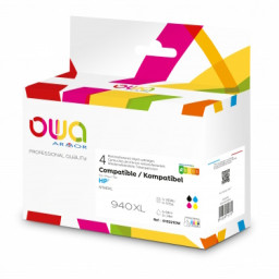 Ct. reman. OWA: HP 940XL negro + 3-colores pack 4 (comp.C4906AE/C4907AE/C4907AE/C4908AE)