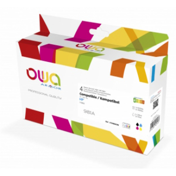 Ct. reman. OWA: HP 981A negro + 3-colores pack 4 (comp.J3M71A/J3M69A/J3M70A/J3M71A)