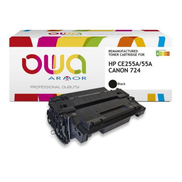 Toner reman OWA: HP Lj P3015 Ent M525 Pro M521 6.000p. Std CE255A / 55A