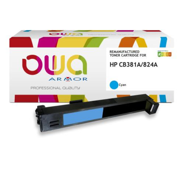 Toner reman OWA: HP Color Lj CP6015 CM6030 CM6040 21.000p. Std CB381A / 824A cyan