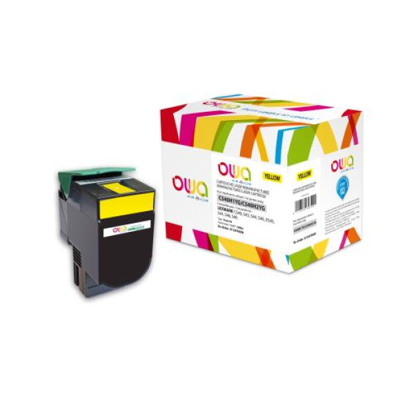 Toner reman OWA: LEXMARK C540 C543 C544 X543 X544 2.000p. Std C540H1YG amarillo