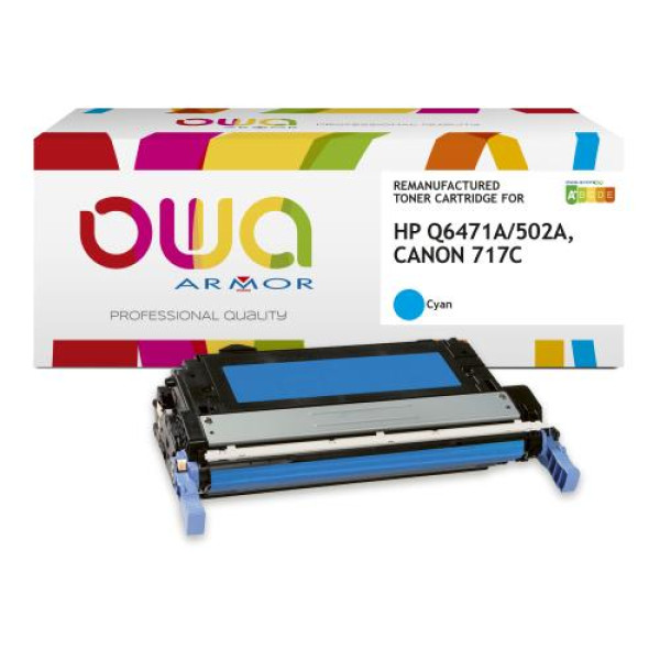 Toner reman OWA: HP Color Lj 3600 CP3505 MF8450 8.000p. Jumbo Q6471A / 502A / EP-717 cyan (+capaci