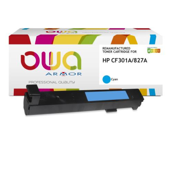 Toner reman OWA: HP Color Lj Ent M880 32.000p. Std CF301A / 827A cyan