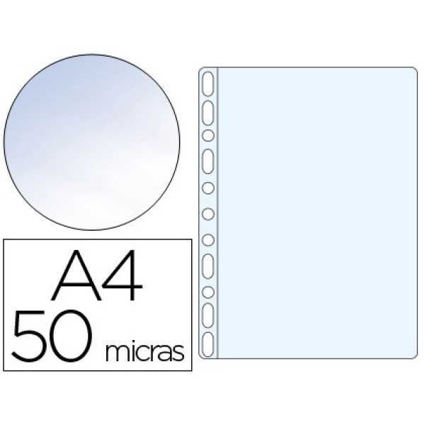 (100) Fundas multitaladro Q-CONNECT A4 50micras 11 taladros (cristal)