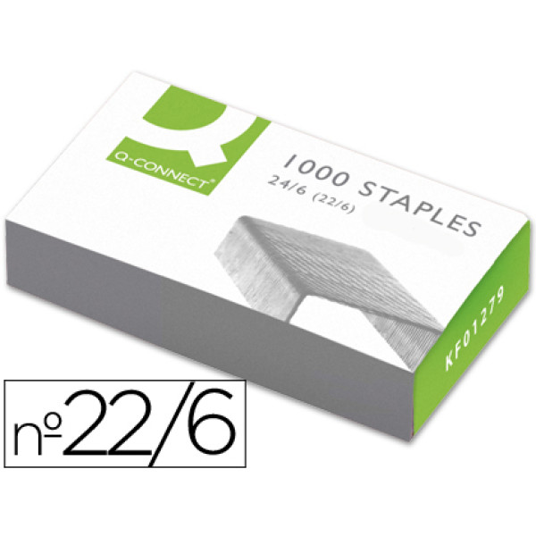 Caja 1000 grapas Q-CONNECT 22/6, 24/6 galvanizadas (plateadas)