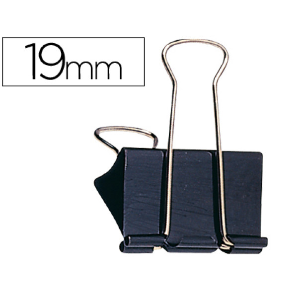 (10) Pinzas metálicas Q-CONNECT reversibles #1 apertura 19mm color negro