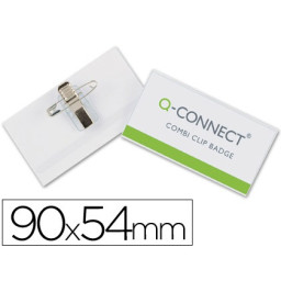 Identificador Q-CONNECT con pinza metálica e imperdible 54x90mm. (20633)
