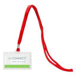 Identificador Q-CONNECT con cordón rojo 94x60mm, apertura lateral (37688)