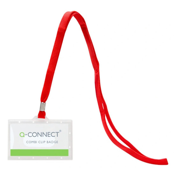Identificador Q-CONNECT con cordón rojo 94x60mm, apertura lateral (37688)
